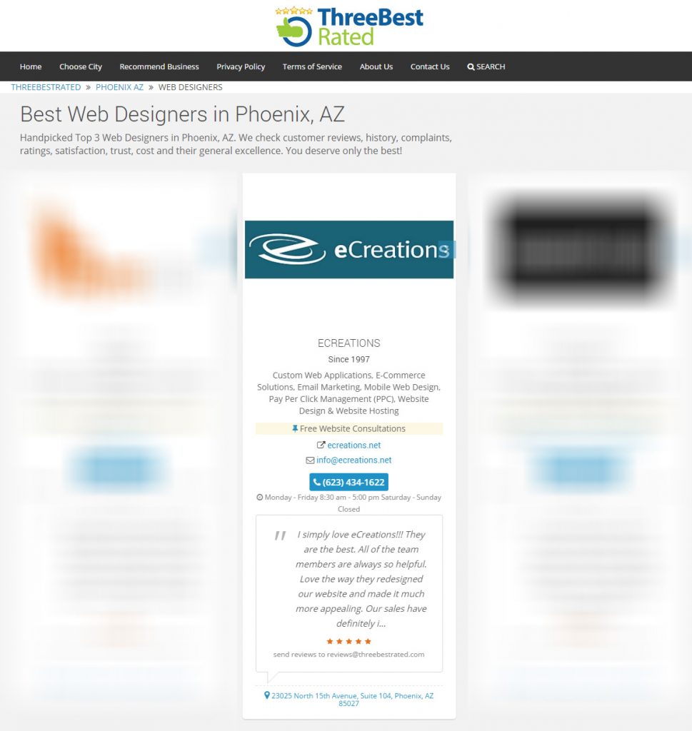outstanding service best web designers in Phoenix, AZ